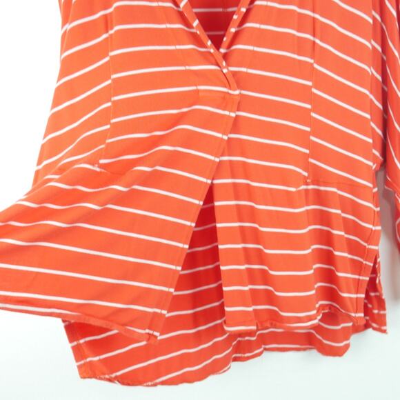 We The Free People S Top Oversized Red Stripe Collared Boyfriend Preppy Relaxed - Picture 5 of 10